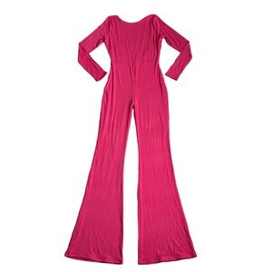 Naked Wardrobe Open Back Flare Leg Jumpsuit‎ - Pink - XL - NWOT